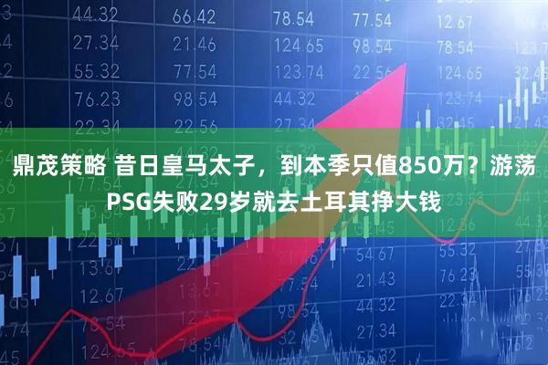 鼎茂策略 昔日皇马太子,到本季只值850万?游荡PSG失败29岁就去土耳其挣大钱