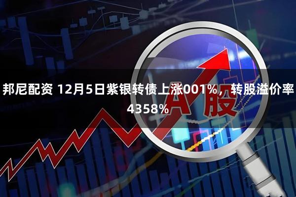 邦尼配资 12月5日紫银转债上涨001%，转股溢价率4358%